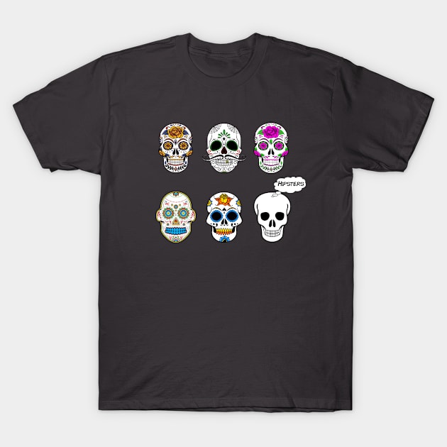 Sugar Skull Hipsters T-Shirt by HandDrawnTees